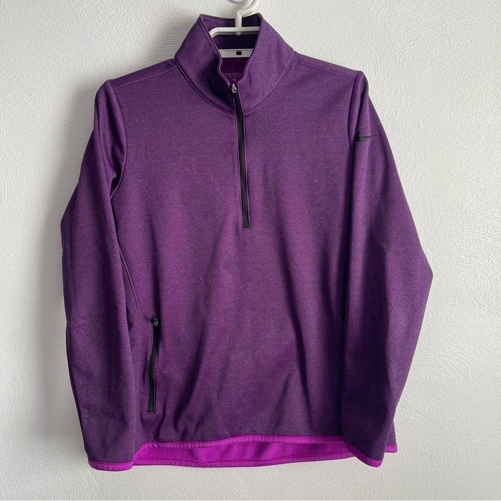 Nike Golf Women's Therma-Fit purple Fleece lined 1/4 Zip Performance Top large